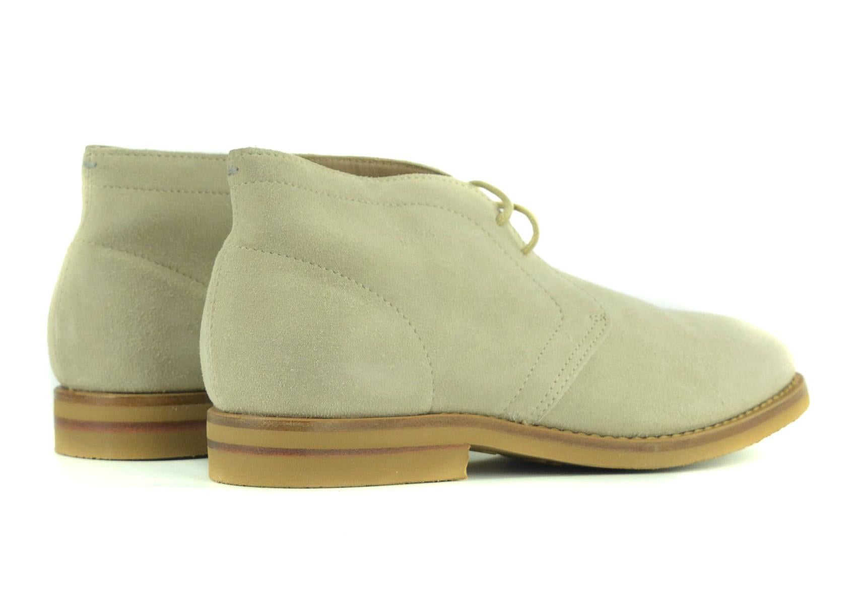 Beige Brunello Cucinelli Mens Grey Suede Lace Up Desert Chukka Boots For Sale