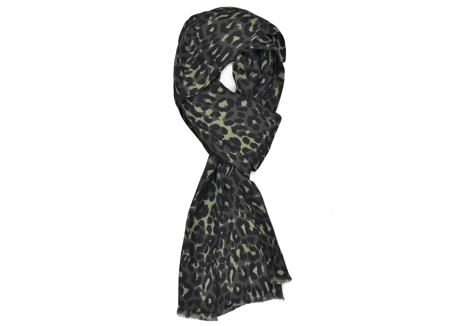 green leopard print scarf