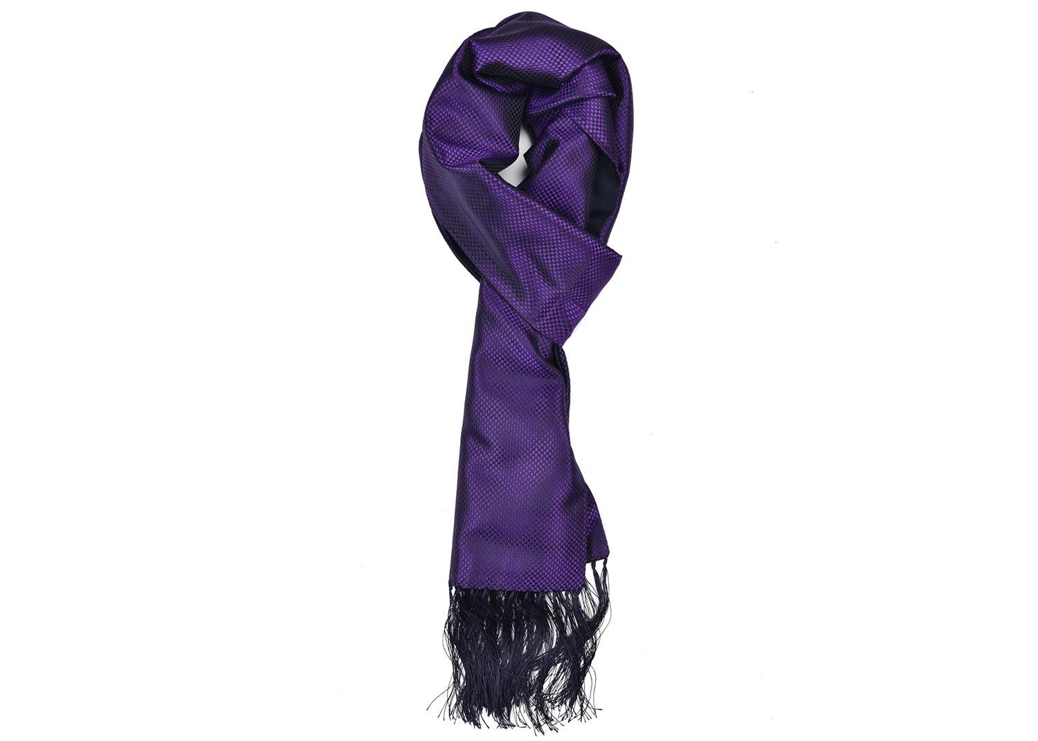 Tom Ford Men's Purple Geometric Print Silk Cashmere Scarf  In New Condition In Brooklyn, NY
