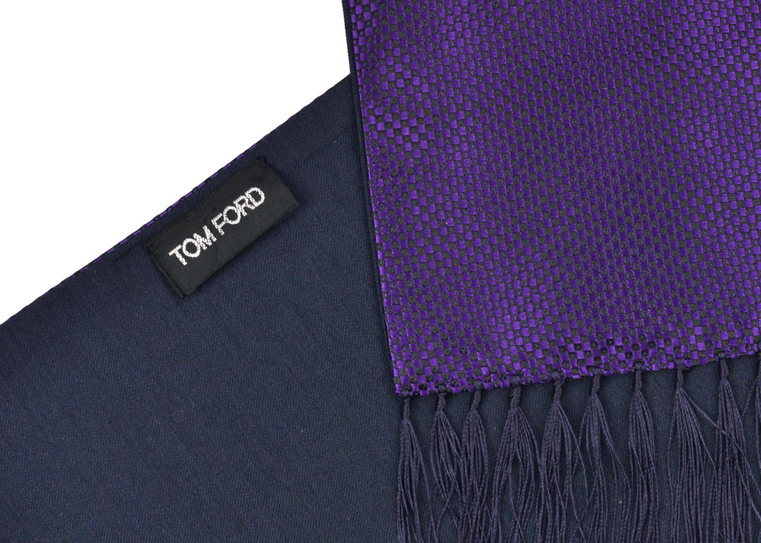 Tom Ford Men's Purple Geometric Print Silk Cashmere Scarf  1