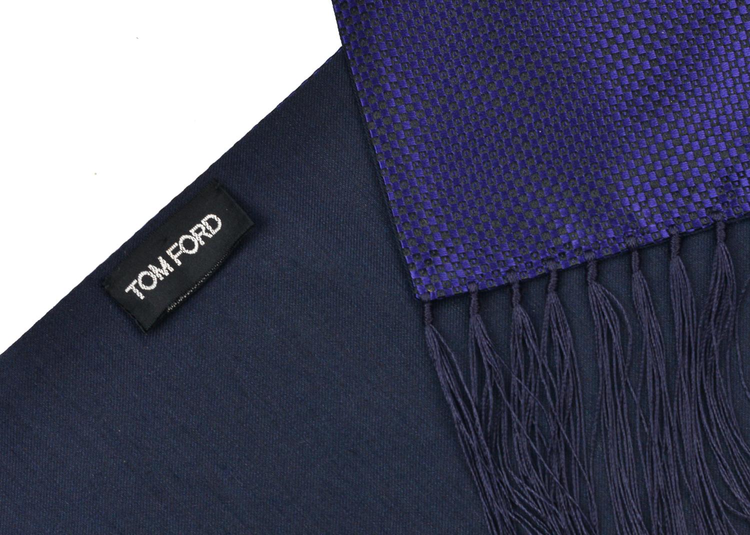 Tom Ford Men's Purple Geometric Print Silk Cashmere Scarf  1