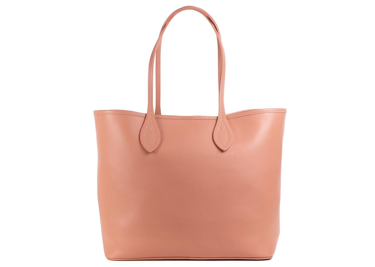 Roberto Cavalli Women Firenze Light Pink Nude Leather Shopping Tote Bag In New Condition For Sale In Brooklyn, NY