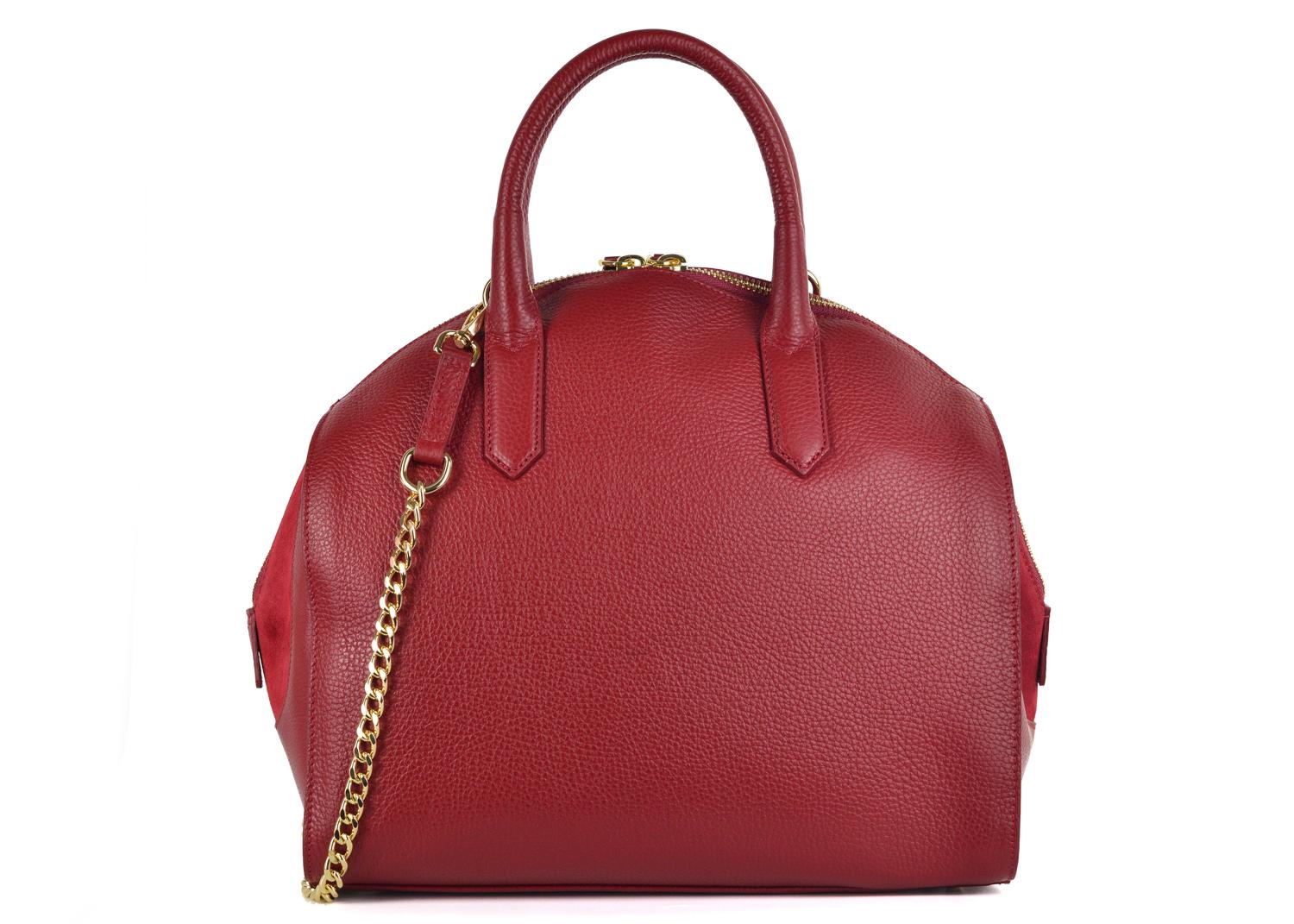 Women's Roberto Cavalli Womens Burgundy Red Grained Leather Bowler Handbag For Sale