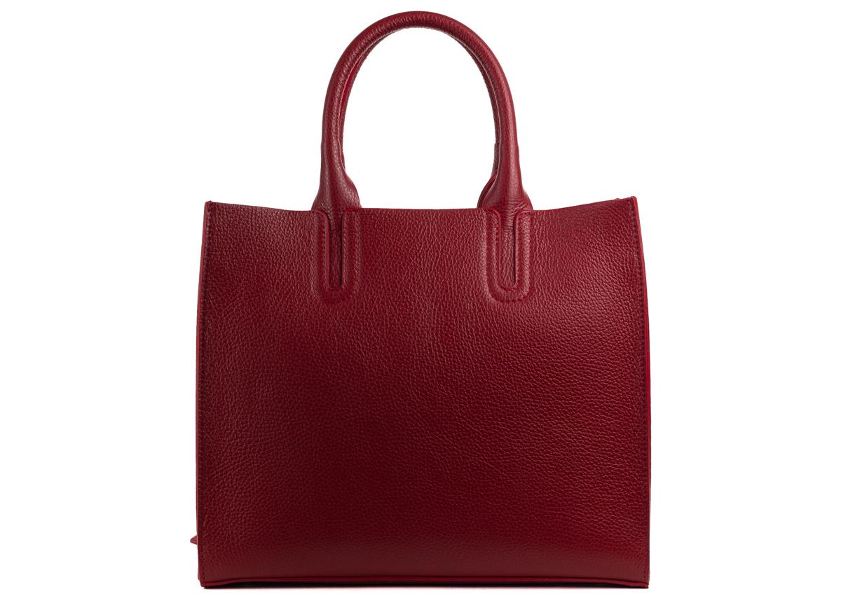 Women's Roberto Cavalli Structured Burgundy Red Grainy Calf Leather Tote Bag For Sale