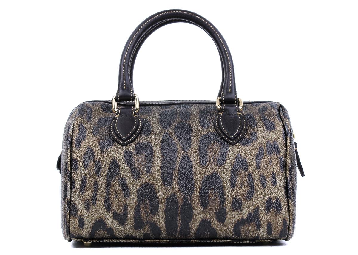 Roberto Cavalli Women's Black Leopard Duffle Satchel Shoulder Bag For Sale 1