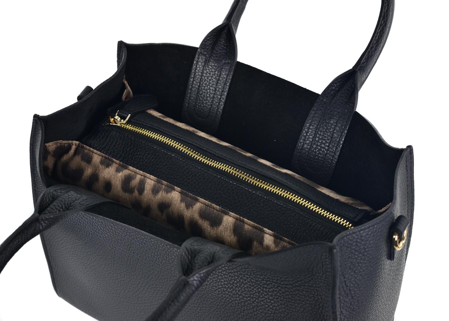 Roberto Cavalli Structured Black Grainy Cheetah Calf Leather Tote Bag 1