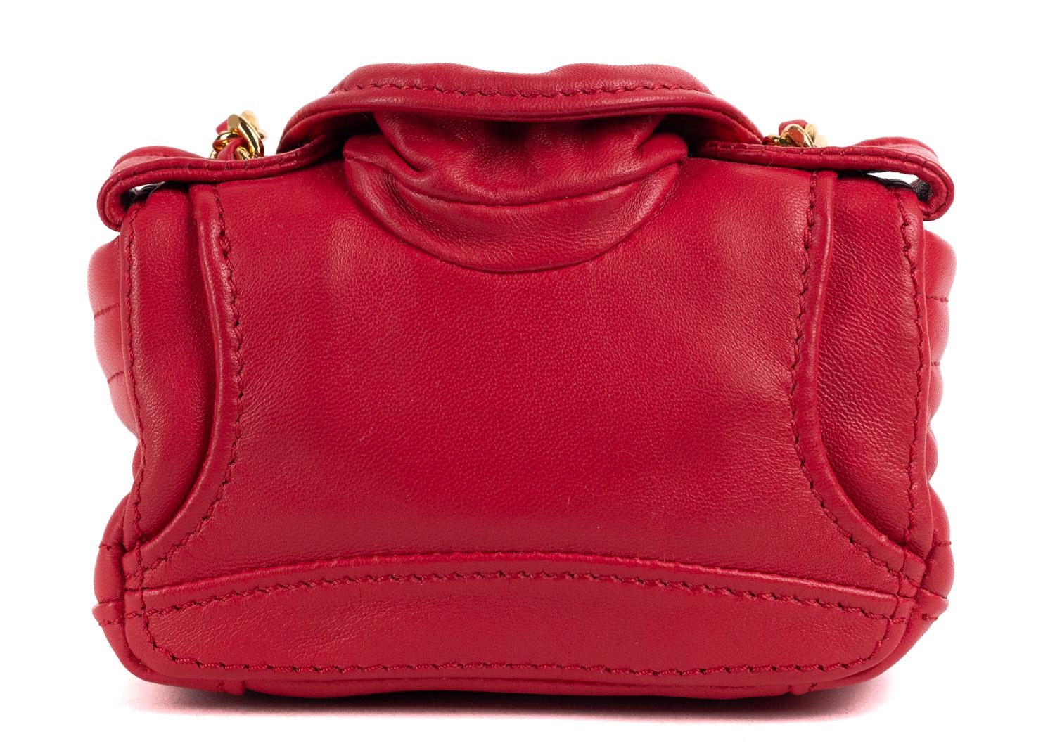 Moschino Red Leather Mini Moto Jacket Chain Shoulder Bag In New Condition For Sale In Brooklyn, NY