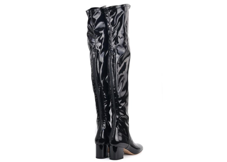 Valentino Black Patent Leather Thigh High Boots For Sale at 1stdibs
