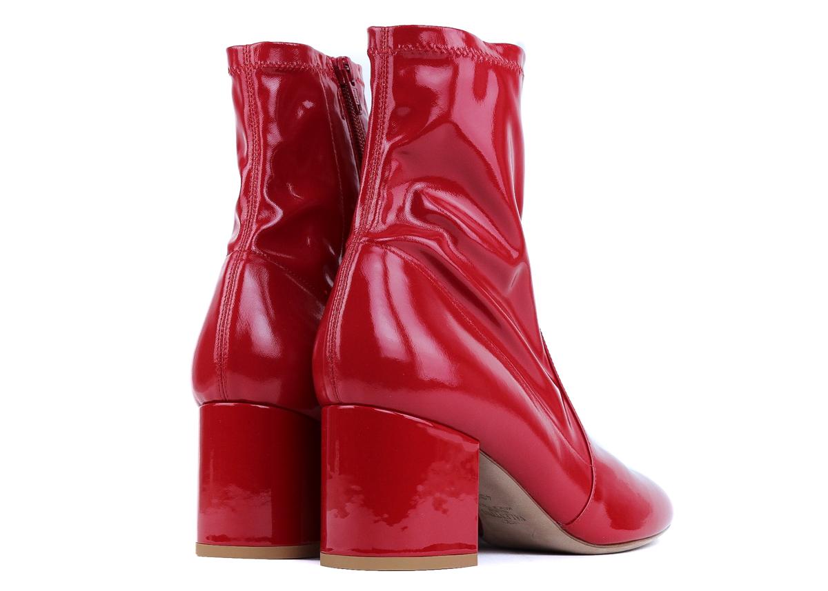 Valentino Red Patent Leather Ankle Boots In New Condition For Sale In Brooklyn, NY