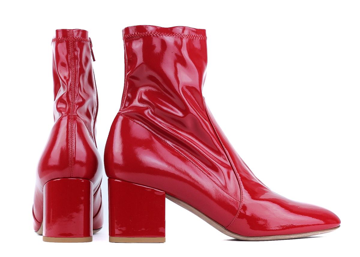 Women's Valentino Red Patent Leather Ankle Boots For Sale