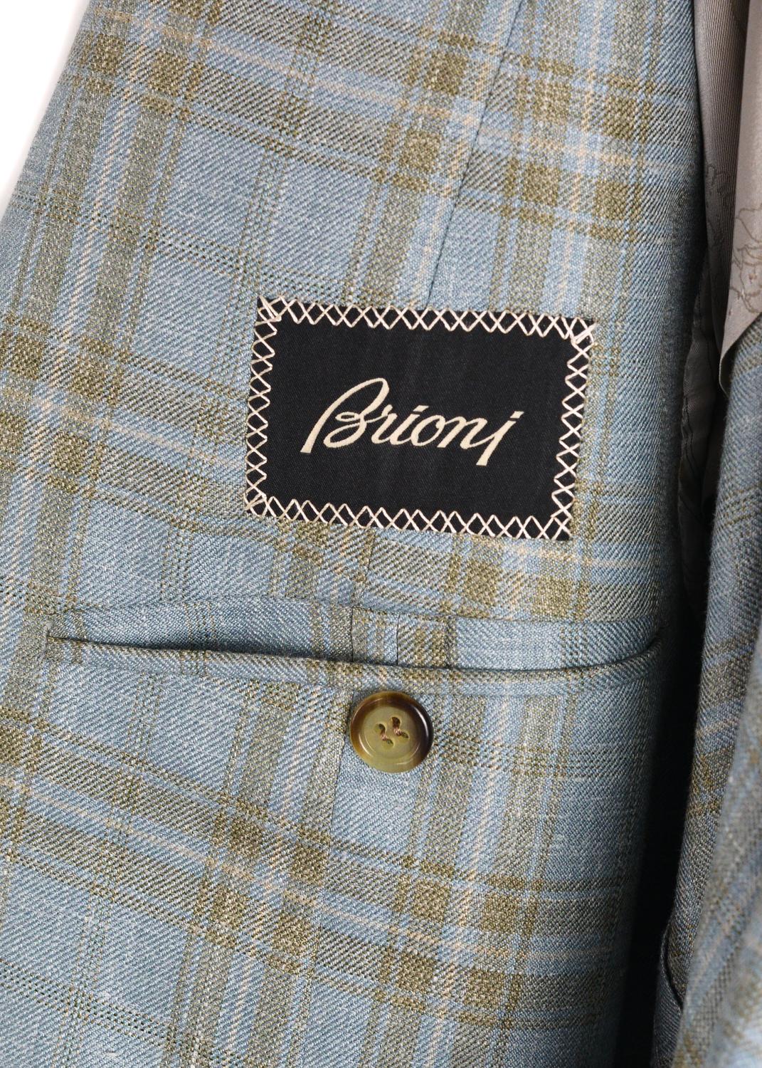 Men's Brioni Men Blue Checkered Wool Brunico Sportcoat 50 R EU 40 NWT$6150 For Sale