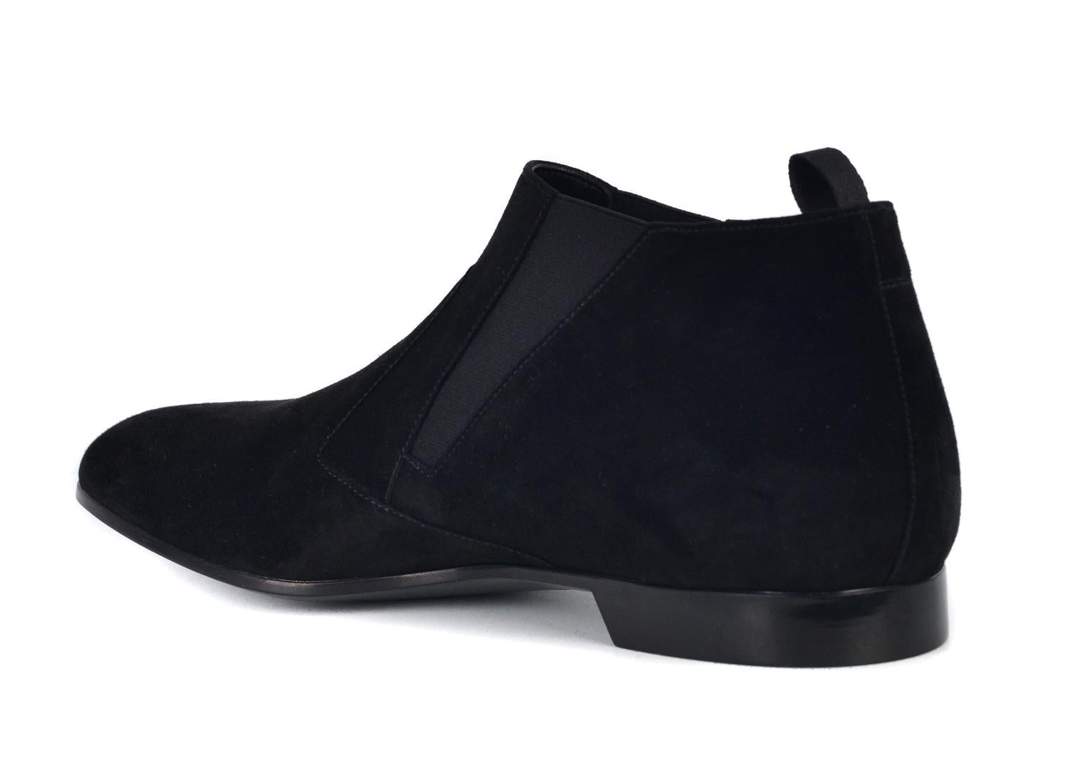 Prada Men's Black Suede Slip On Low Heel Elegance Loafers In New Condition In Brooklyn, NY