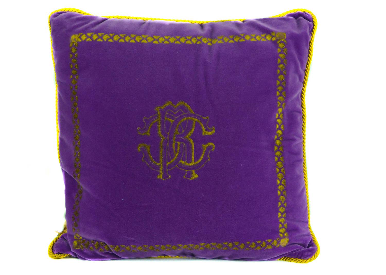 Women's or Men's Roberto Cavalli Home Decorative Purple Cotton Square Cushion