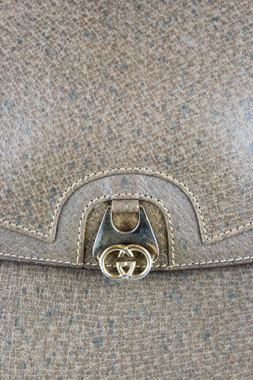 Gucci 1970s Taupe Brown Leather Shoulder Bag 4