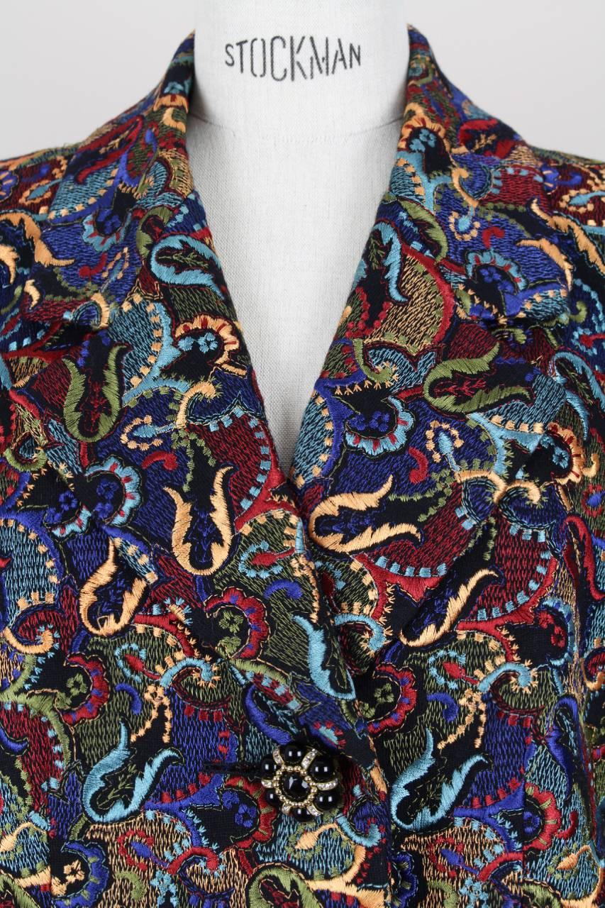 Christian Dior 1990s Numbered Haute Couture Wool Silk Paisley Blazer In Excellent Condition In Munich, DE