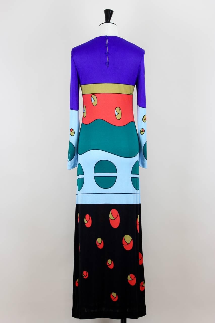 Louis Féraud Jersey Mod Maxi Dress With Matching Scarf, 1970s  In Excellent Condition In Munich, DE