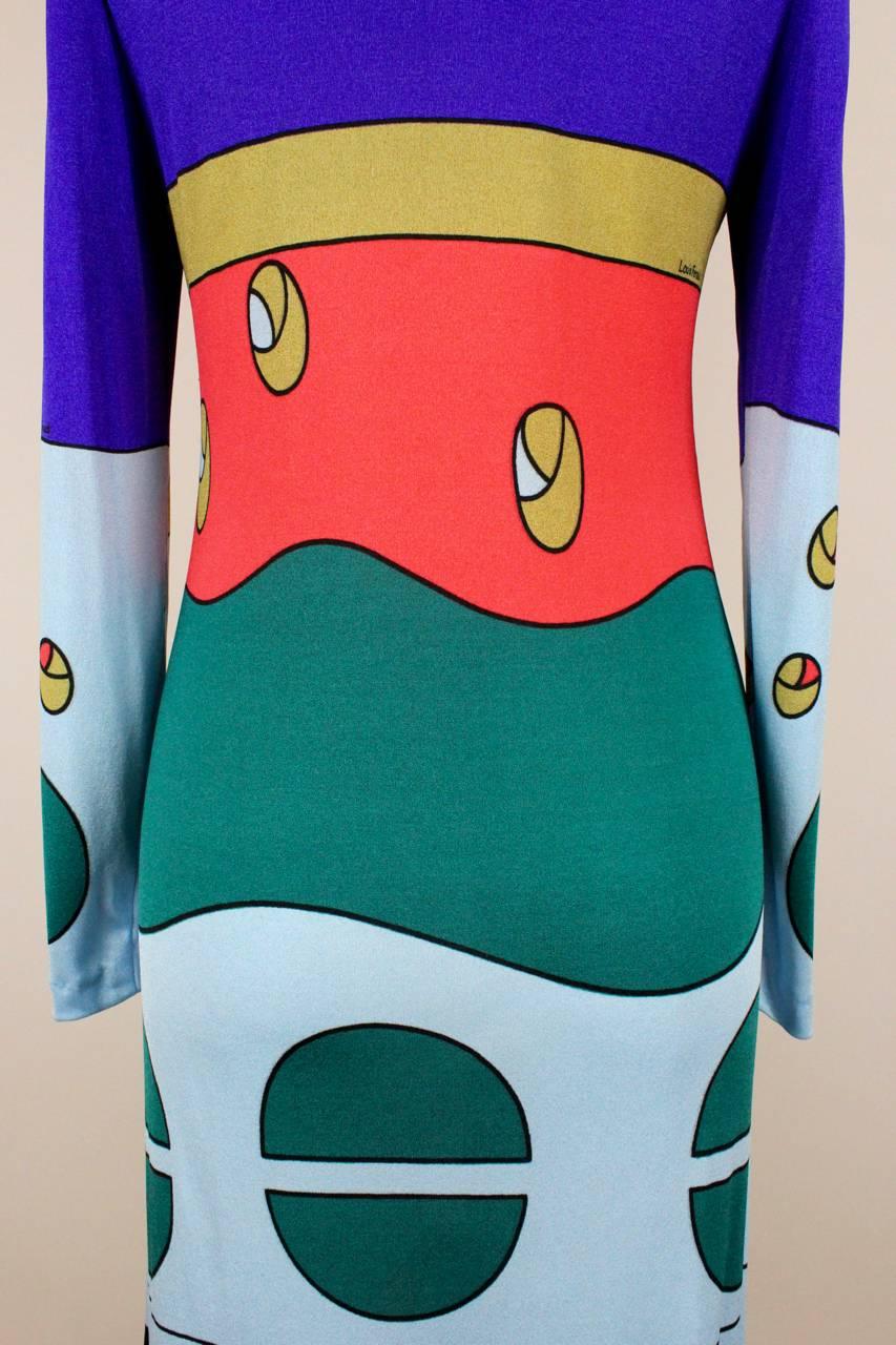 Louis Féraud Jersey Mod Maxi Dress With Matching Scarf, 1970s  2