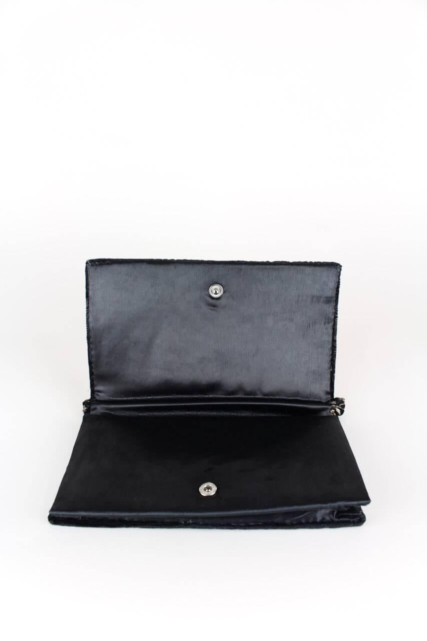 Women's or Men's 1930s/1940s Peacock Design Zardozi Embroidered Gemmed Black Velvet Evening Bag