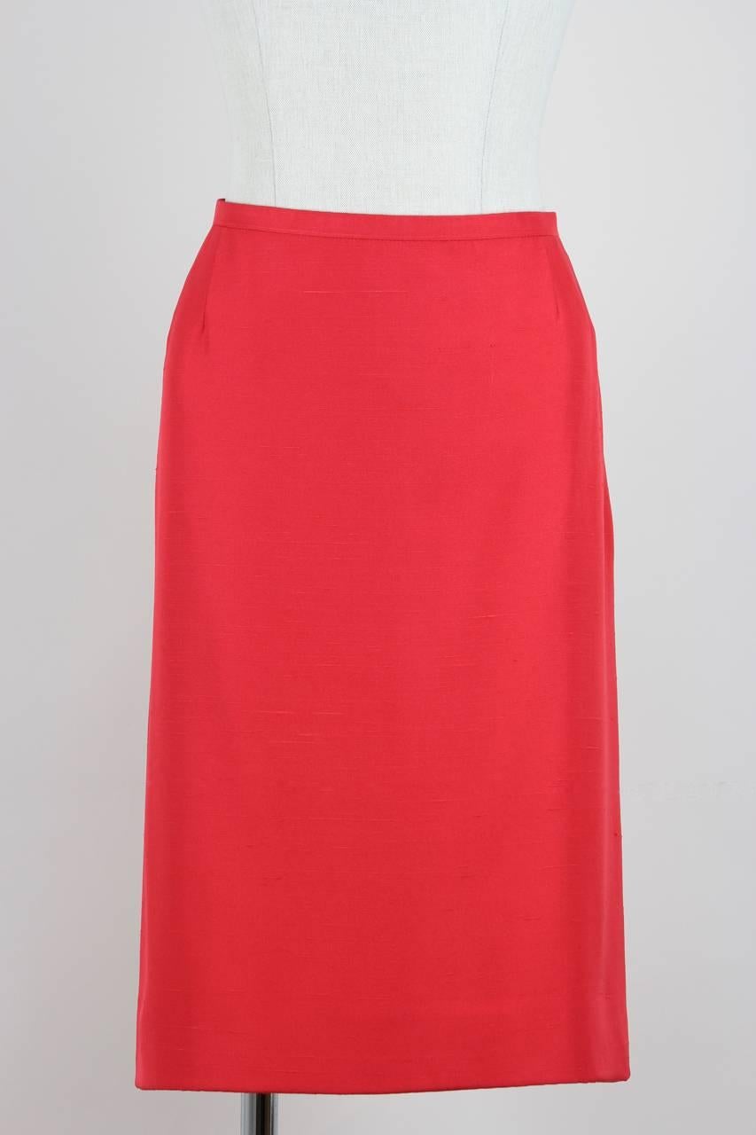 Yves Saint Laurent YSL nummerierte Haute Couture Rote Seiden-Tunika/Skirt-Ensemble, YSL Damen im Angebot