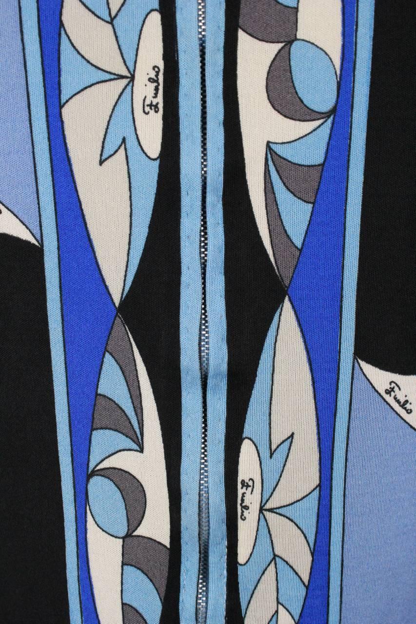 Emilio Pucci 1960s Blaue Schattierungen Abstrakter Druck Seide Jersey Top 3