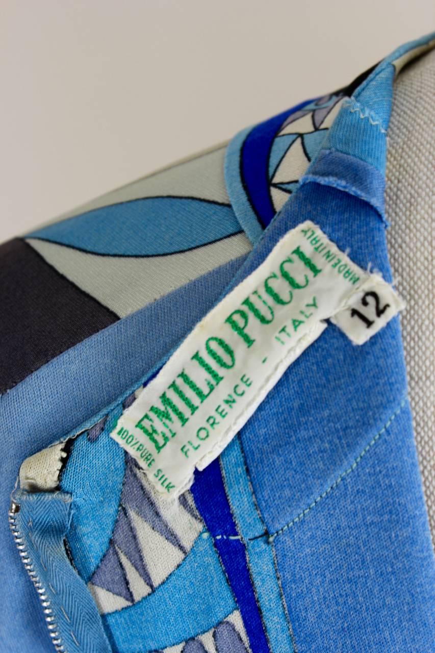 Emilio Pucci 1960s Blaue Schattierungen Abstrakter Druck Seide Jersey Top 4