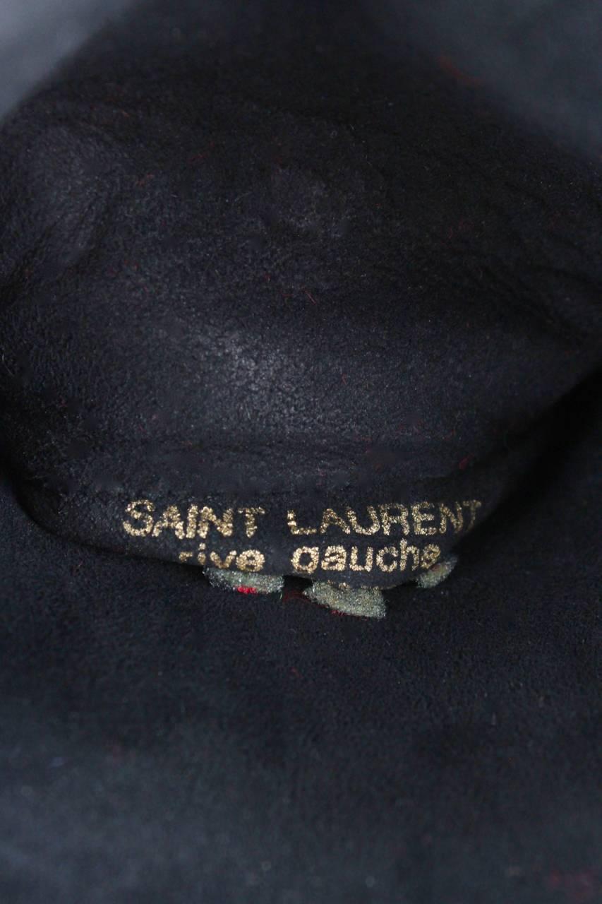 Yves Saint Laurent 1980s Rhinestone Embellished Black Suede Gloves 2