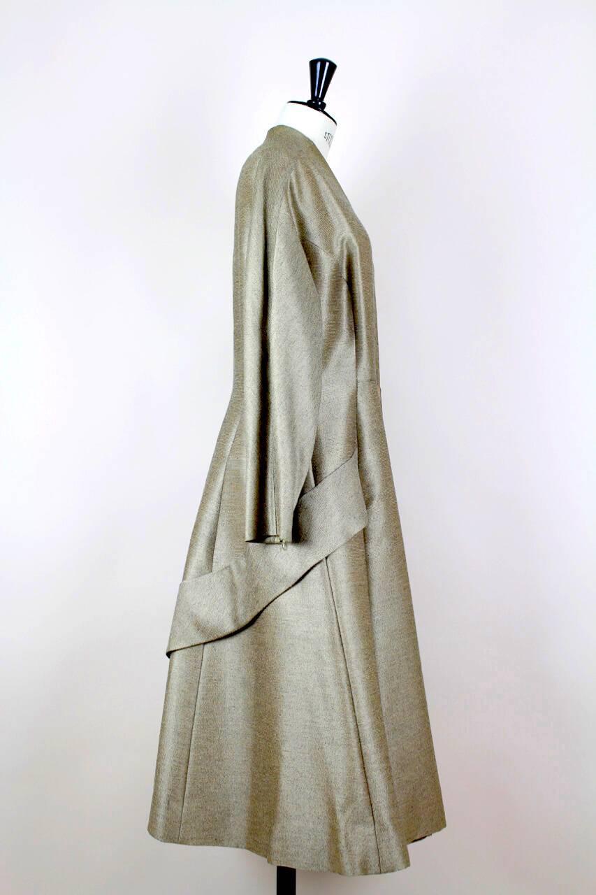 Gray Elégance Parisienne Taupe Wool Princess Coat, Early 1950s 