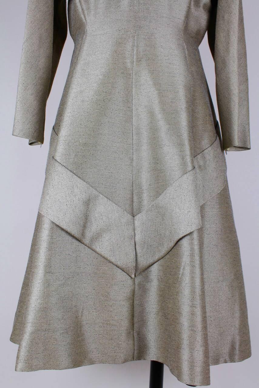 Elégance Parisienne Taupe Wool Princess Coat, Early 1950s  1