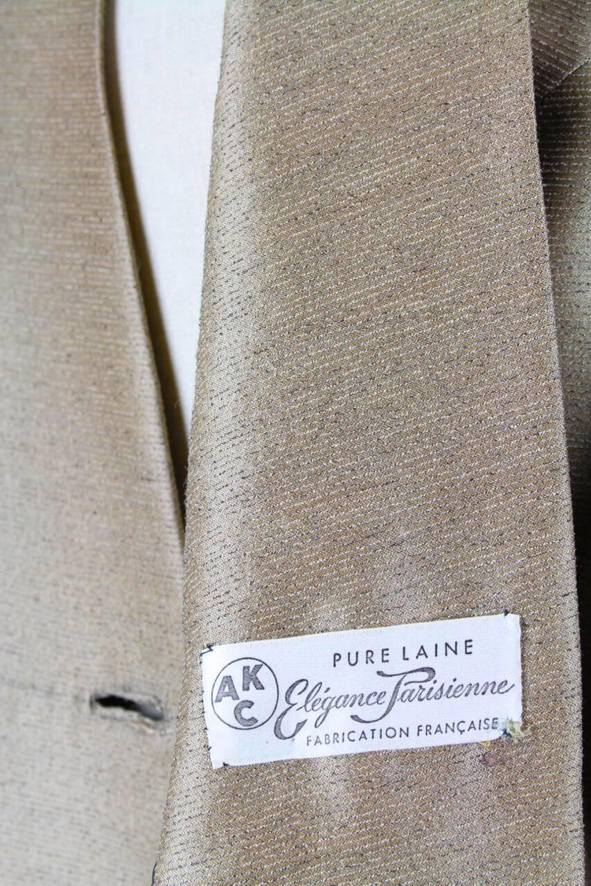Elégance Parisienne Taupe Wool Princess Coat, Early 1950s  4