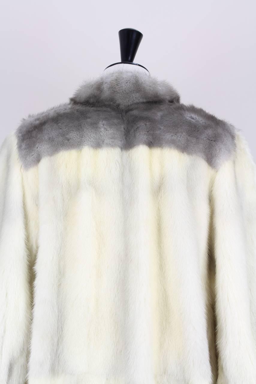 Women's Julius Schmickler Off-White And Grey Cross And Sapphire Mink Fur Coat, 1970s 