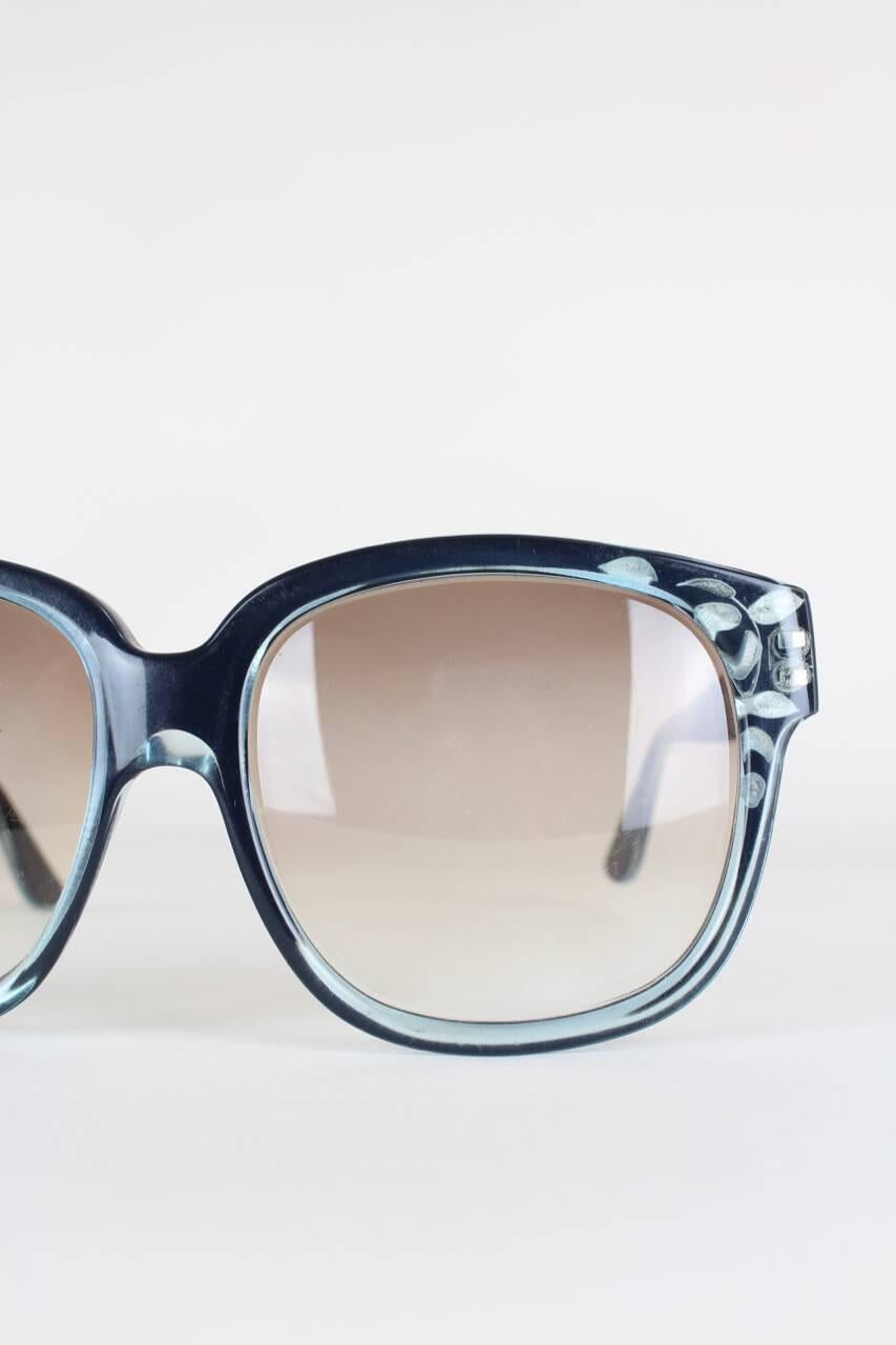 Emmanuelle Khanh Oversized Blue Black Model 8080 Sunglasses, 1970s  In Excellent Condition In Munich, DE