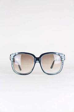 Emmanuelle Khanh - Lunettes de soleil surdimensionnées bleues et noires, modèle 8080, années 1970
