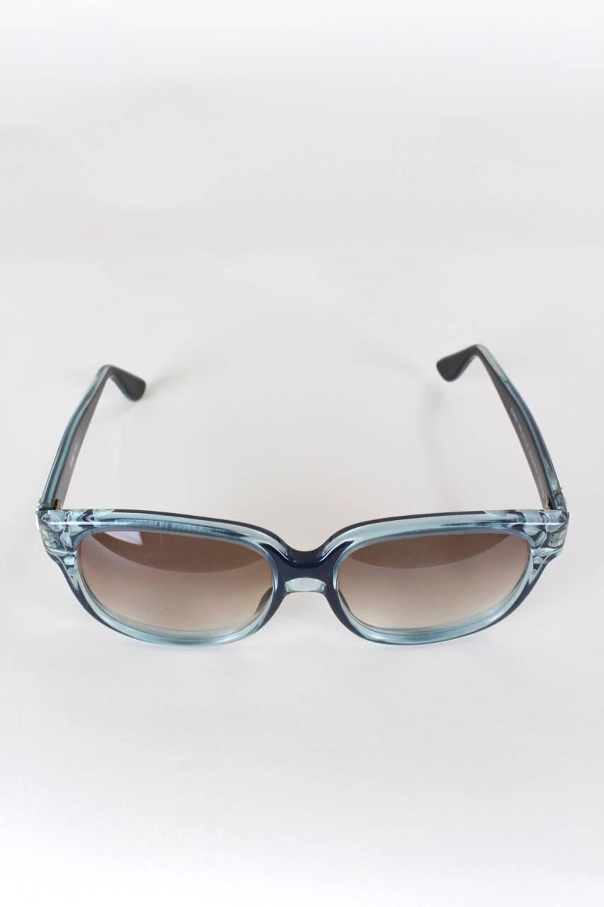 Gray Emmanuelle Khanh Oversized Blue Black Model 8080 Sunglasses, 1970s 