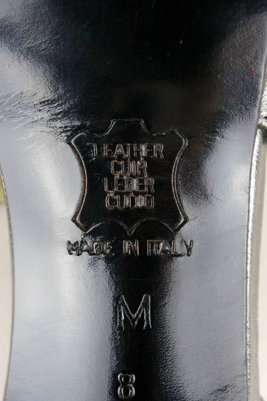 Yves Saint Laurent YSLUnworn Silver Leather & PVC Strap Sandals, 1970s  2