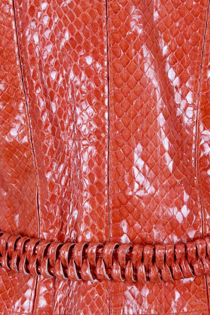 Orange Rupp & Taureck Couture 1990s Strawberry Red Snakeskin Vest