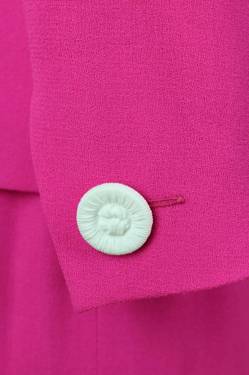 Yves Saint Laurent YSL Pink Passementerie Tassel Jacket And Skirt Suit, 1990s 1
