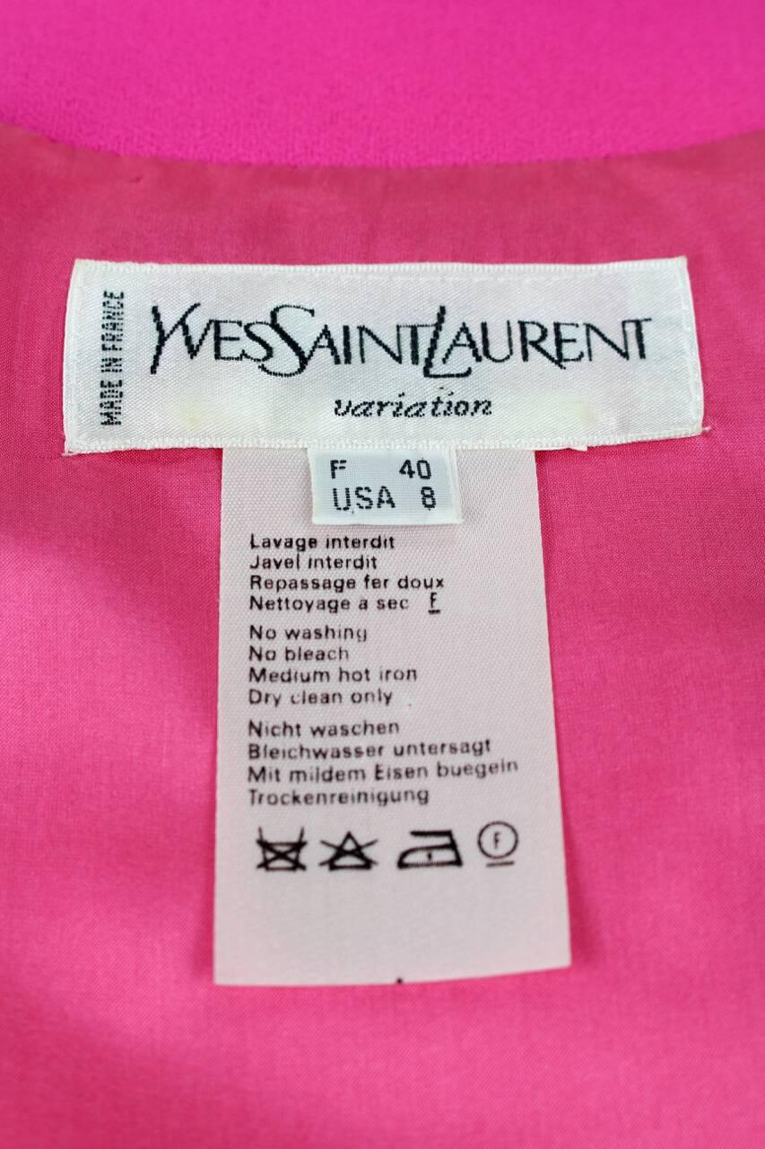 Yves Saint Laurent YSL Pink Passementerie Tassel Jacket And Skirt Suit, 1990s 2