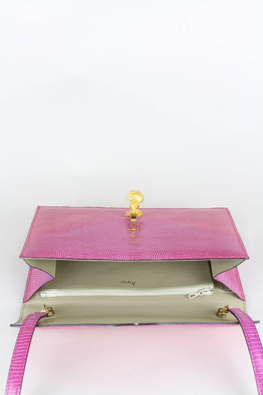 Asprey Pink Lizard Clutch With Gold Hardware And Optional Strap 4