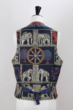 Hermès "Torana" Print Scarf Silk Gentleman's Waistcoat Vest, 1980s