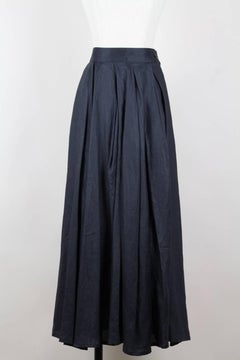 Yohji Yamamoto Charcoal Grey Linen Draped Maxi Skirt, 1990s