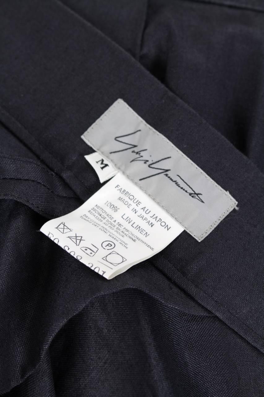 Yohji Yamamoto Charcoal Grey Linen Draped Maxi Skirt, 1990s  1