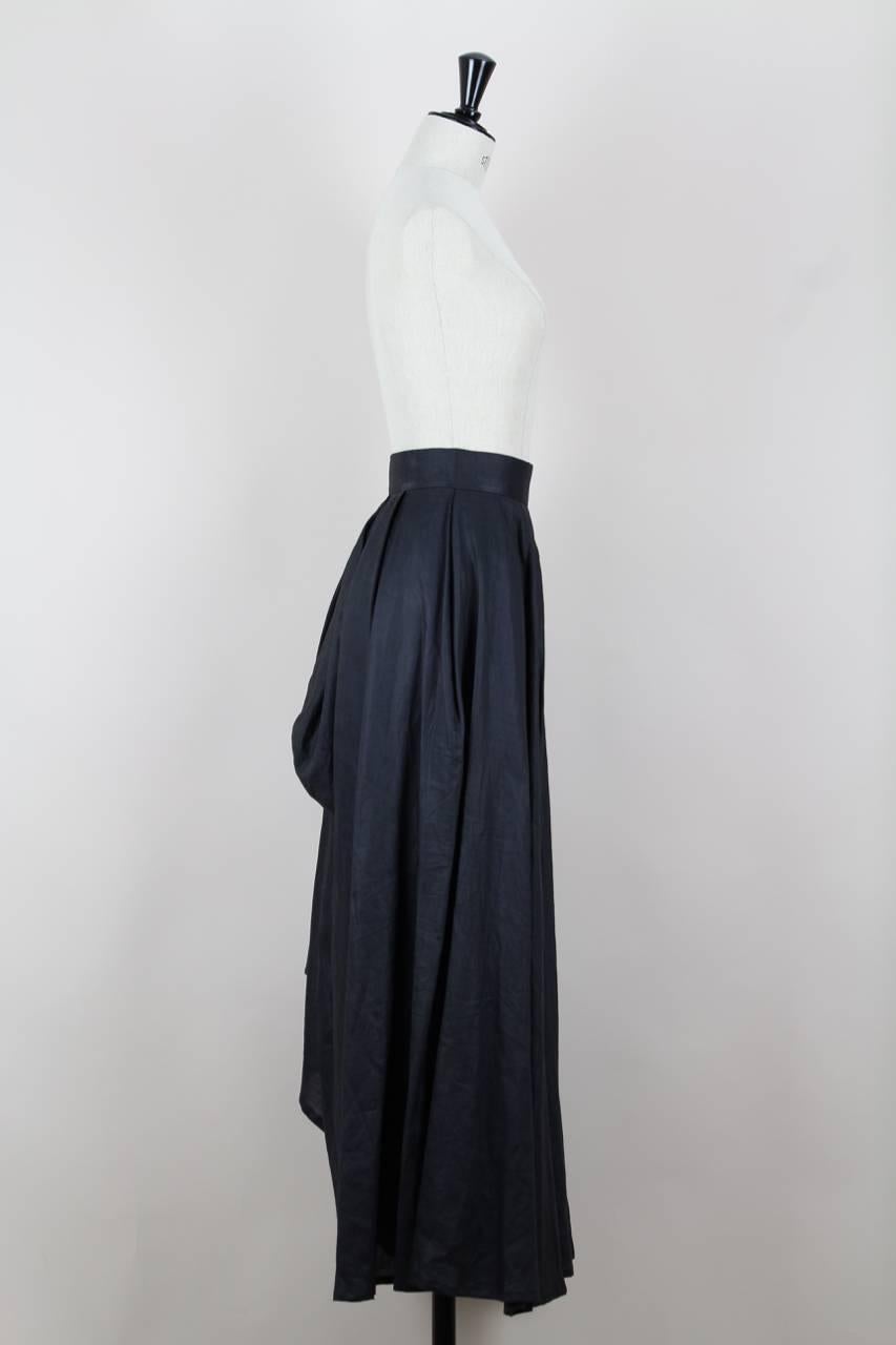 Yohji Yamamoto Charcoal Grey Linen Draped Maxi Skirt, 1990s  In Excellent Condition In Munich, DE
