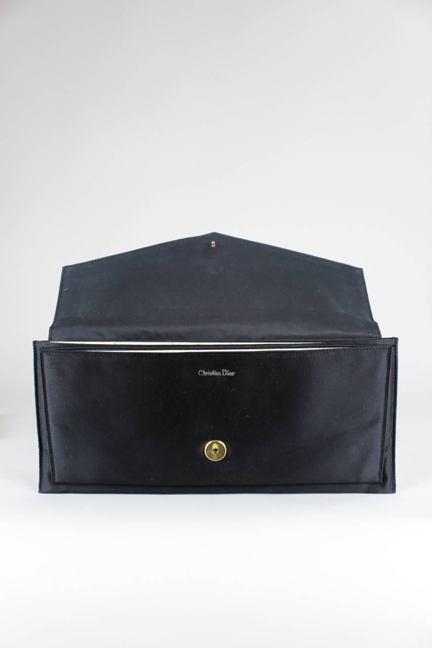 Women's Christian Dior Black Silk Bow Evening Clutch Bag, 1960s 