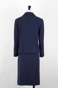 Christian Dior Numbered Haute Couture Navy Wool Skirt Suit, Spring / Summer 1989