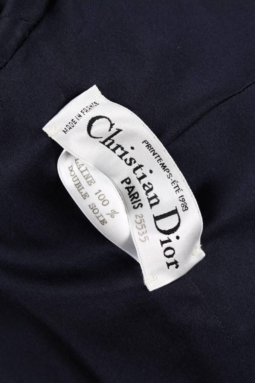 Black Christian Dior Numbered Haute Couture Navy Wool Skirt Suit, Spring / Summer 1989 For Sale