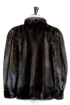 Dark Chocolate Brown Mink Fur Jacket With Wide Cuffs, 1970s