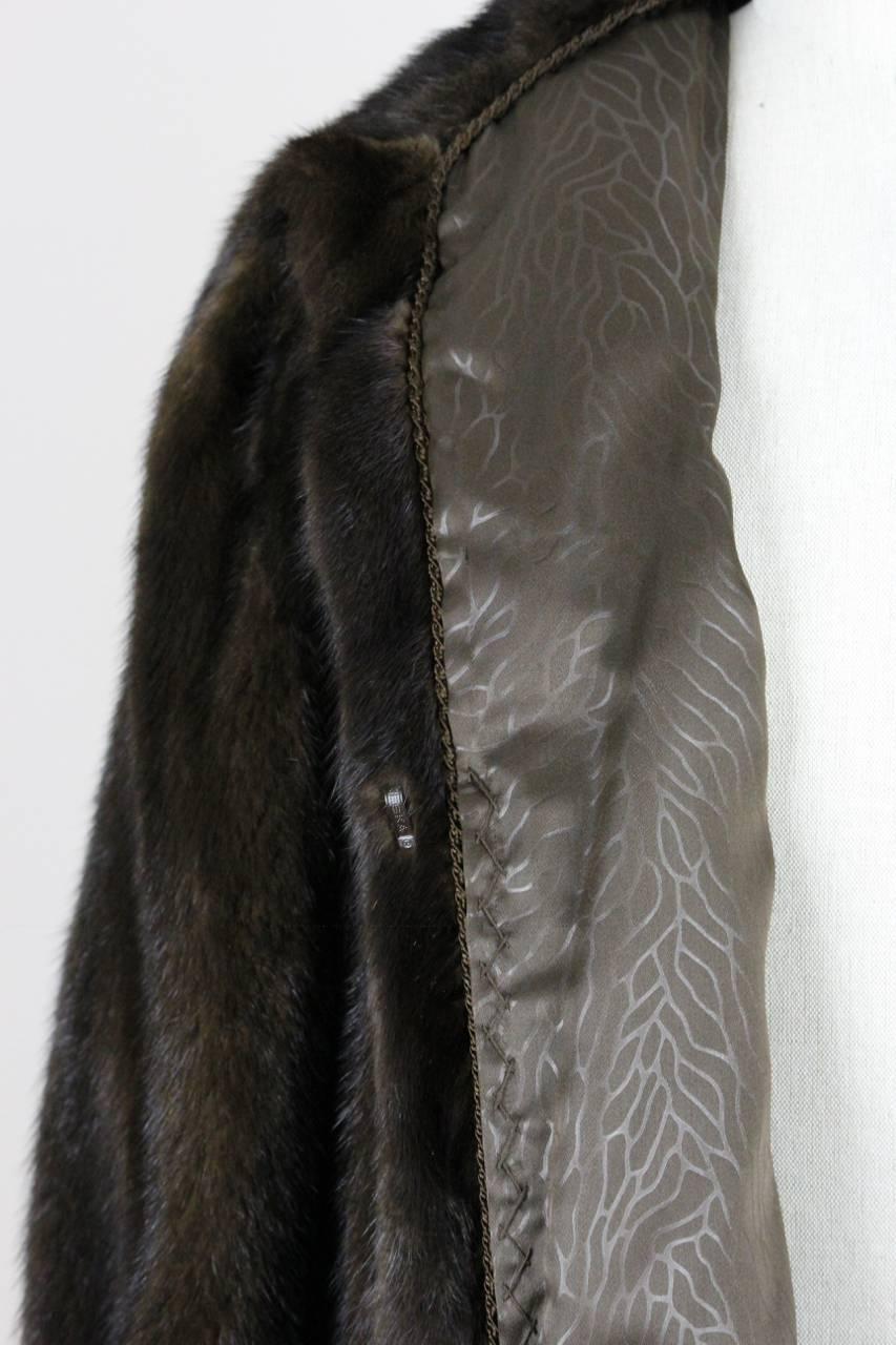 Dark Chocolate Brown Mink Fur Jacket With Wide Cuffs, 1970s  1