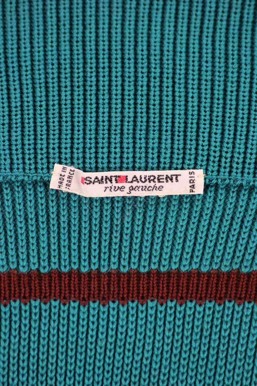 Yves Saint Laurent YSL 1980s Teal Green & Maroon Cotton Pullover & Trousers Set 6