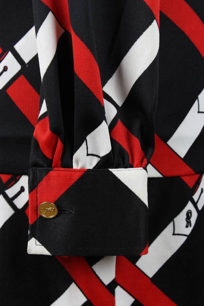 Roberta di Camerino - Robe deux pièces en jersey rouge et noir avec imprimé ceinture caractéristique, 1977 en vente 2