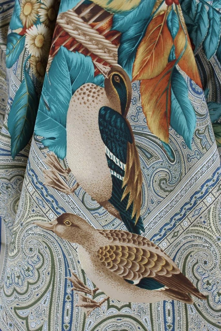 Jean Patou Paris Autumn-Coloured Silk Scarf Featuring Fruits Flowers And Birds at 1stDibs | jean 
